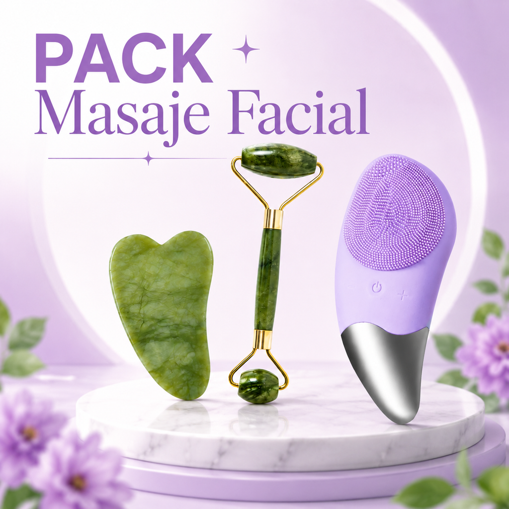Pack Masaje Facial — Masajeador + Kit Gua Sha + Rodillo — Lisso